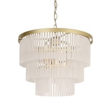 Richards Brushed Brass Glass 3 Tier 4 Light Chandelier